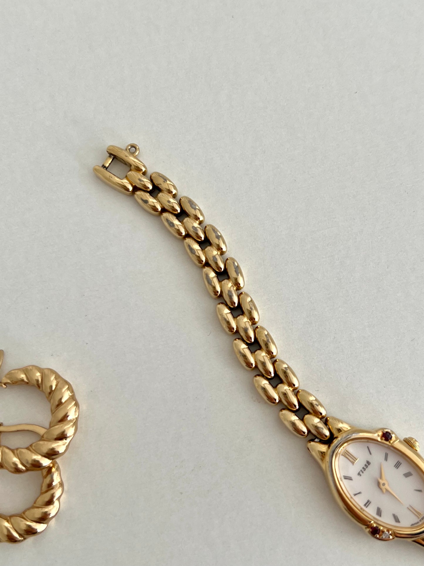 Seiko Tisse Gold Bead Bracelet Women's Watch with Encrusted Ruby & Diamond
