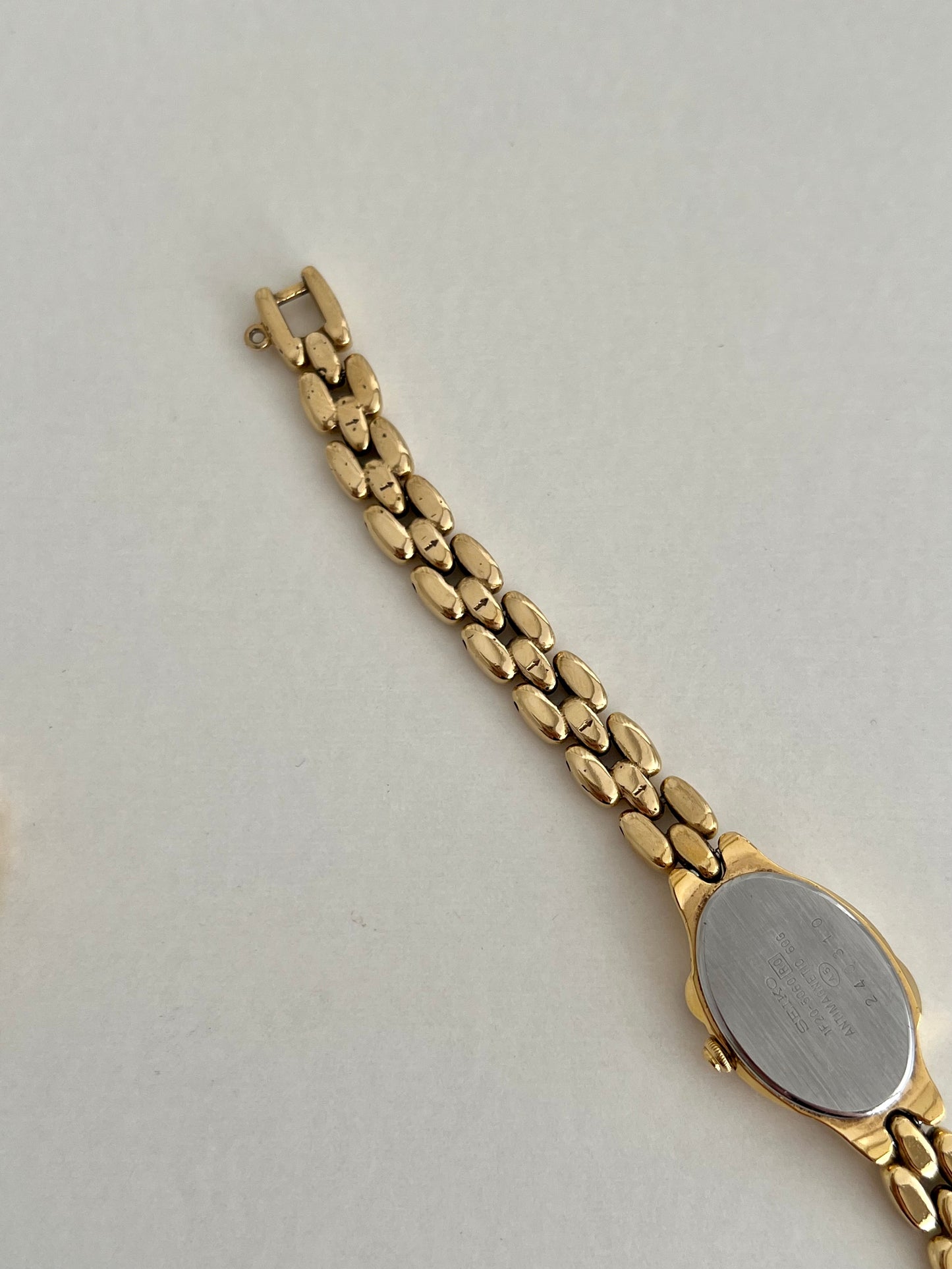 Seiko Tisse Gold Bead Bracelet Women's Watch with Encrusted Ruby & Diamond