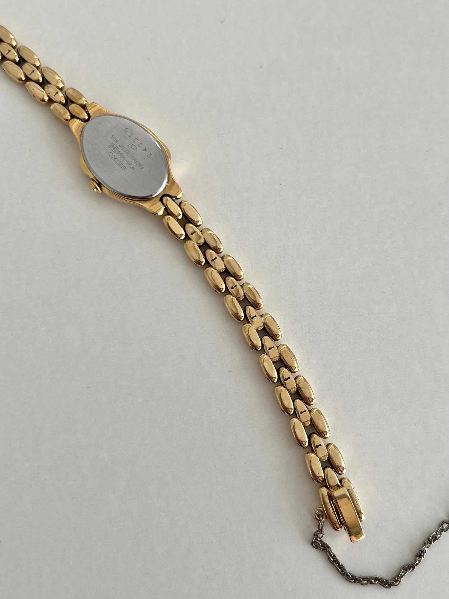 Seiko Tisse Gold Bead Bracelet Women's Watch with Encrusted Ruby & Diamond