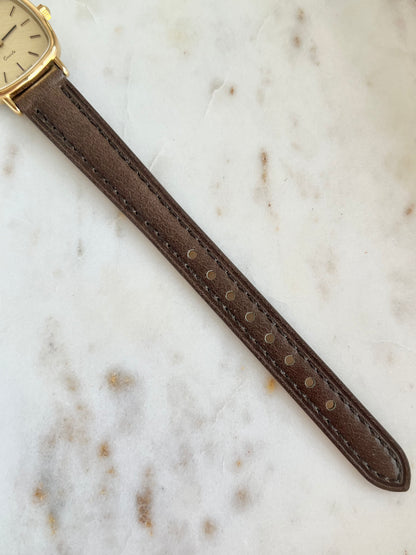 Longines Gold Toned Cushion Case Linen Dial Women's Watch