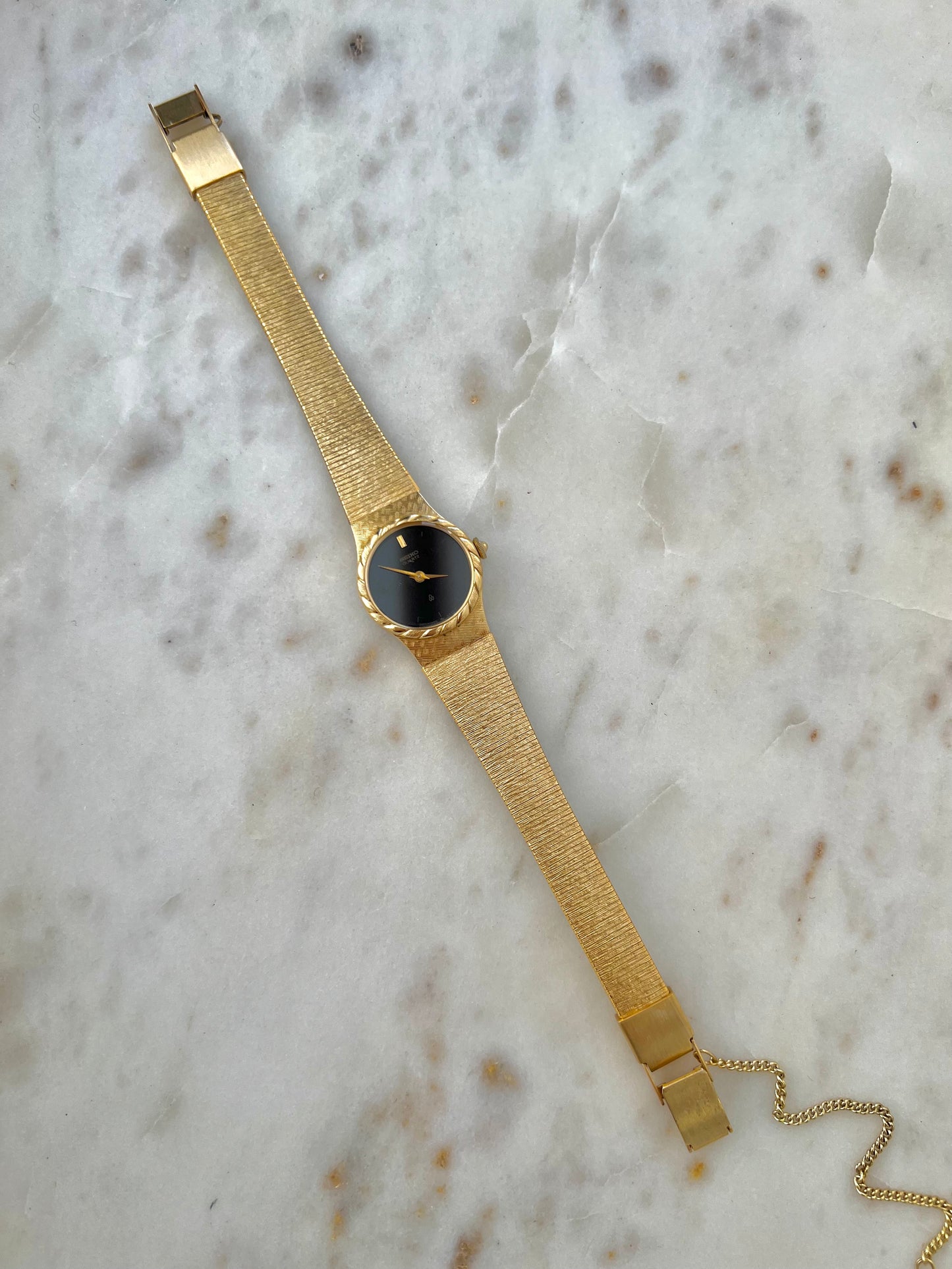 Seiko Rope Bezel Black Dial Bracelet Women's Watch