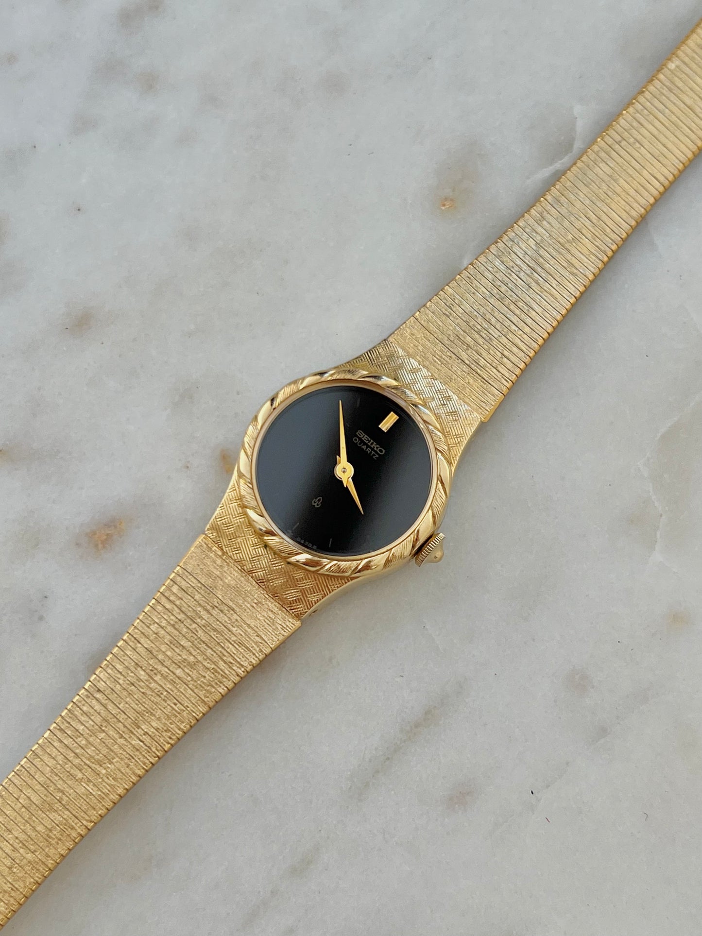 Seiko Rope Bezel Black Dial Bracelet Women's Watch