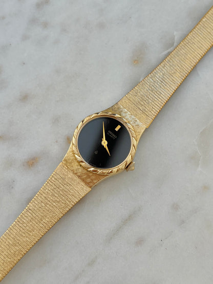 Seiko Rope Bezel Black Dial Bracelet Women's Watch