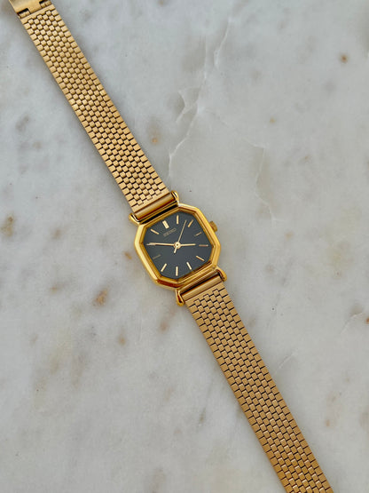 Seiko Octagonal Black Dial Bracelet Watch