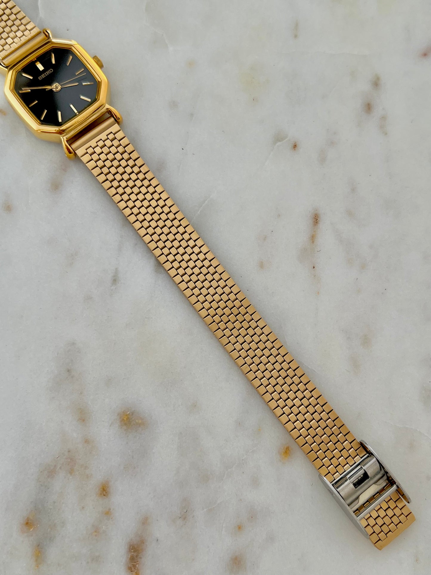 Seiko Octagonal Black Dial Bracelet Watch