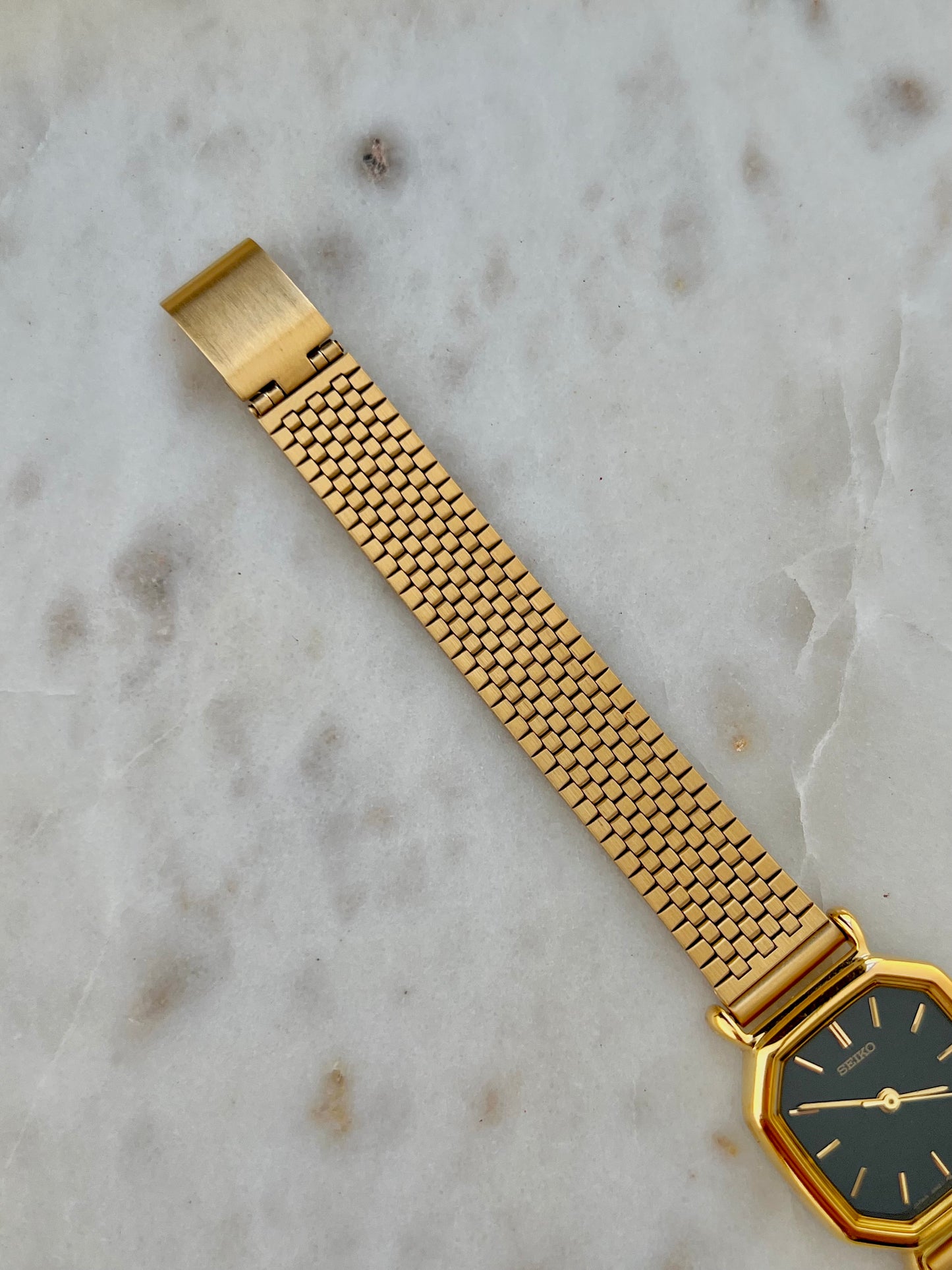 Seiko Octagonal Black Dial Bracelet Watch