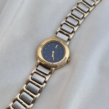 Yves Saint Laurent Two-Tone Deep Blue Dial Ladies’ Watch