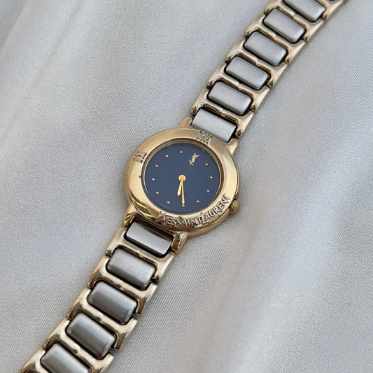 Yves Saint Laurent Two-Tone Deep Blue Dial Ladies’ Watch