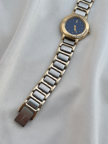 Yves Saint Laurent Two-Tone Deep Blue Dial Ladies’ Watch