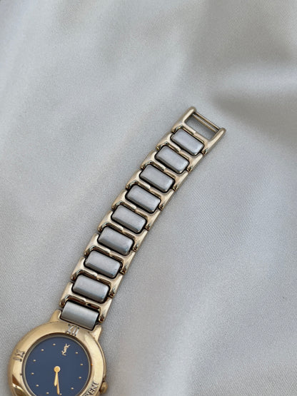 Yves Saint Laurent Two-Tone Deep Blue Dial Ladies’ Watch