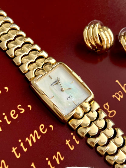 Longines QWR Gold Tone Rectangular Ladies Watch