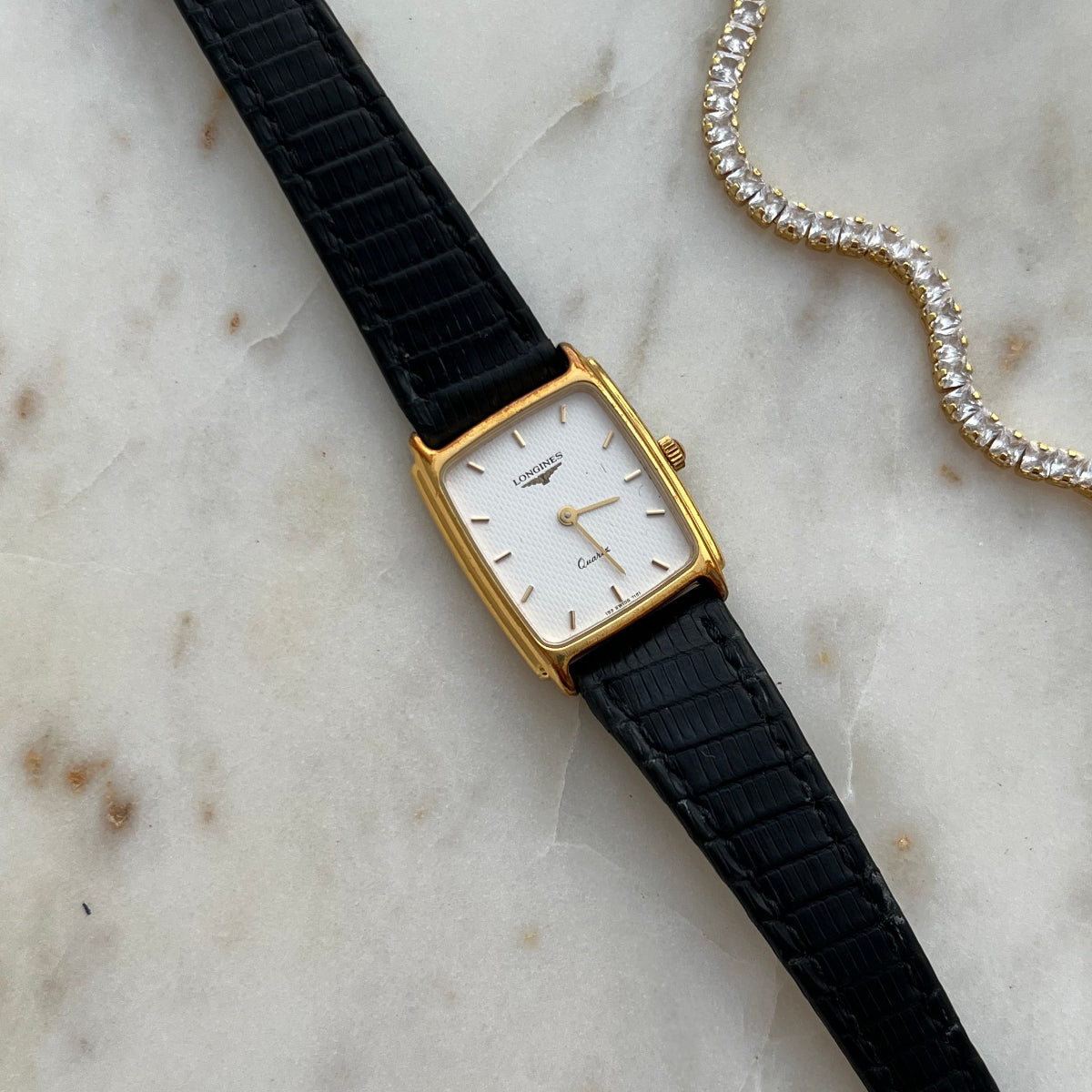 Longines Tank Gold Tone Patterned Dial Australia NZ Gilded Hour