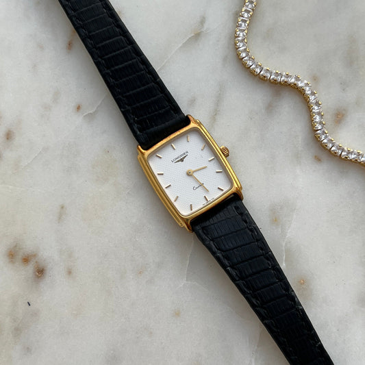 Longines Tank Gold Tone Patterned Dial Australia NZ Gilded Hour