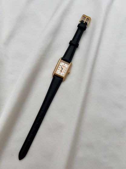 Burberrys Salmon Dial Gold Tank Women’s Watch; black leather strap with burberrys buckle. Product photograph 15 of 15.