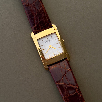 Burberry London White Dial Gold Tone Tank Women's Watch — product photograph 1, Gilded Hour NZ.