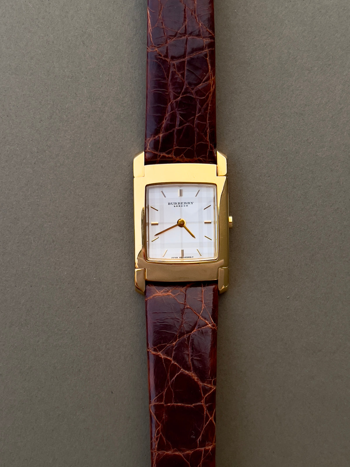 Burberry London White Dial Gold Tone Tank Women's Watch — product photograph 3, Gilded Hour NZ.