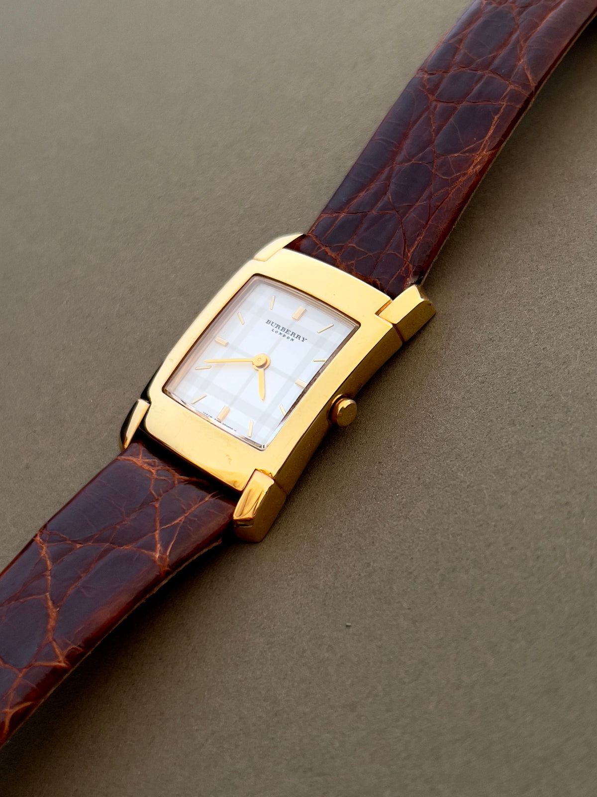Burberry London White Dial Gold Tone Tank Women's Watch — product photograph 7, Gilded Hour NZ.
