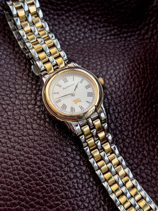 Burberry Roman dial two-tone ladies’ watch with champagne dial and bracelet