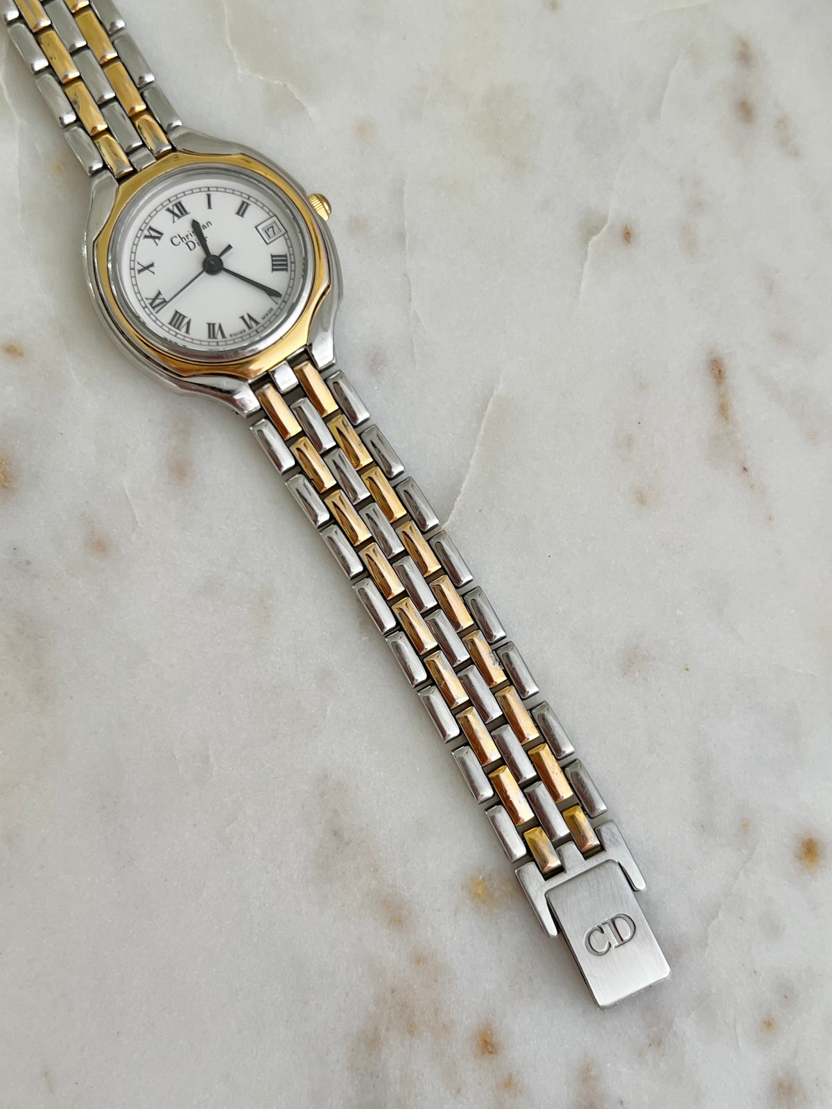 Christian Dior two tone Roman dial watch, view 10.