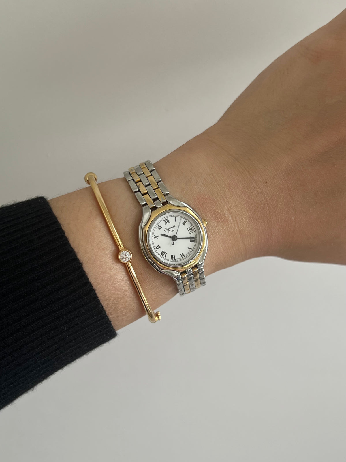 Christian Dior two tone Roman dial watch, view 2.