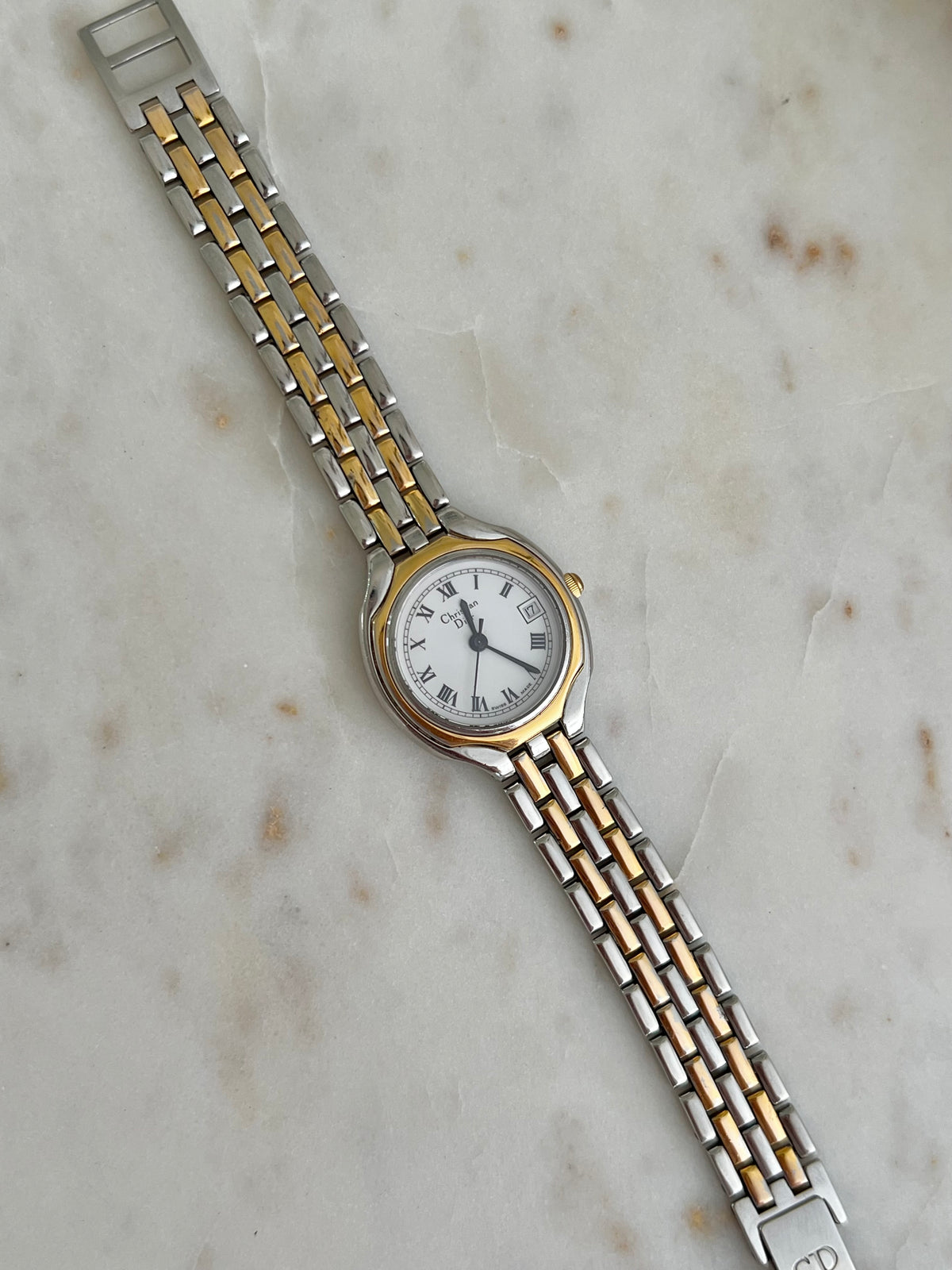 Christian Dior two tone Roman dial watch, view 3.