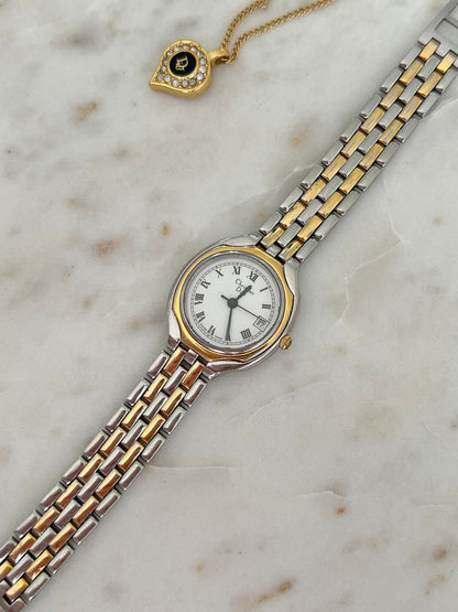 Christian Dior two tone Roman dial watch, view 4.
