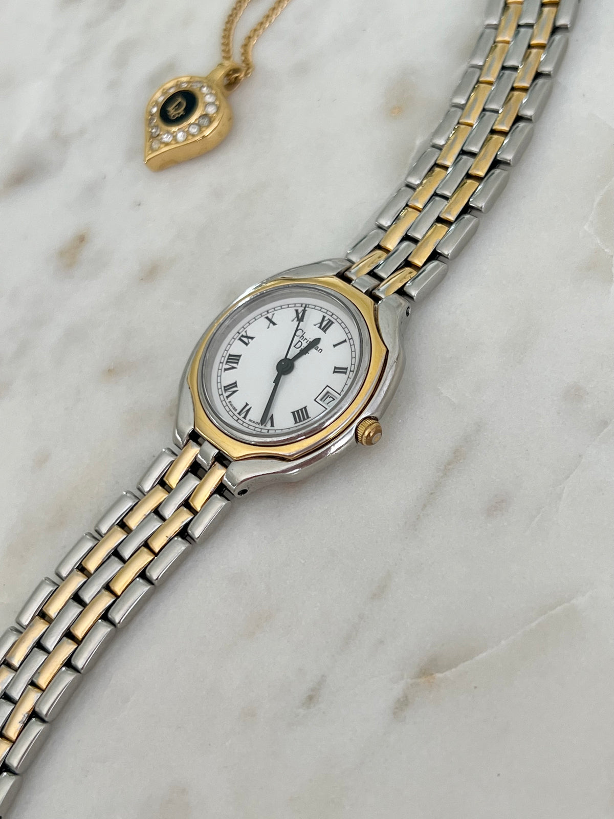 Christian Dior two tone Roman dial watch, view 5.