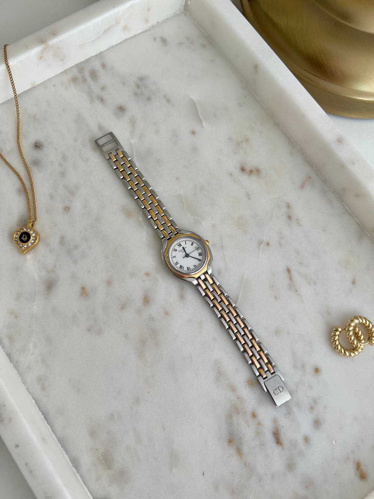 Christian Dior two tone Roman dial watch, view 6.
