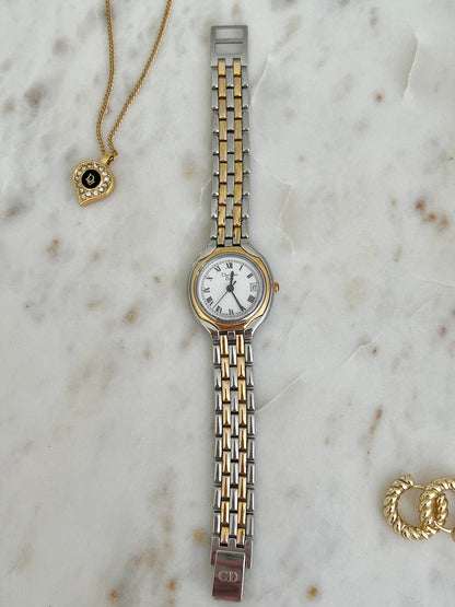 Christian Dior two tone Roman dial watch, view 9.