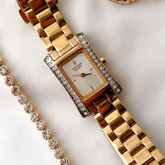 Citizen Crystal Glitz Accent Gold Watch; vintage watch product image 1.