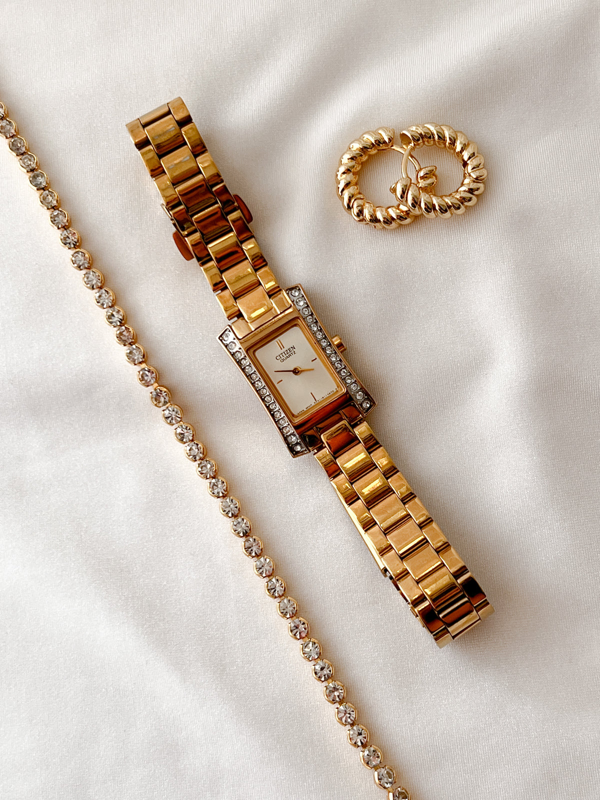 Citizen Crystal Bezel Gold Tone Watch, product photograph 3.