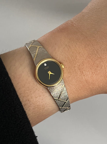 Citizen Black Dial Two Tone Bracelet Watch, product photograph 5.