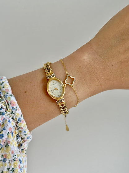 Citizen Sylph oval gold-tone ladies watch, dial close-up.