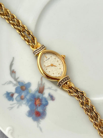 Citizen Sylph oval gold-tone ladies watch, caseback.