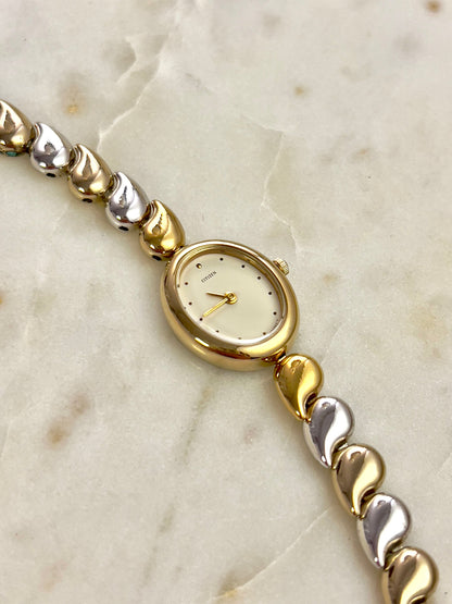 Citizen Two Tone Woman's Watch, dial close up of a vintage women's watch at Gilded Hour.