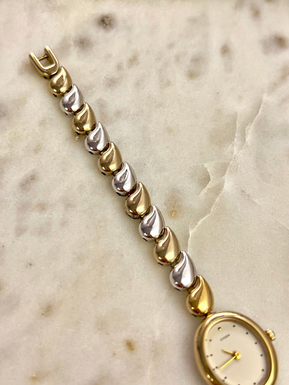 Citizen Two Tone Woman's Watch, bracelet detail of a vintage women's watch at Gilded Hour.