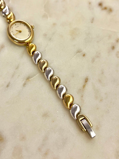 Citizen Two Tone Woman's Watch, caseback detail of a vintage women's watch at Gilded Hour.