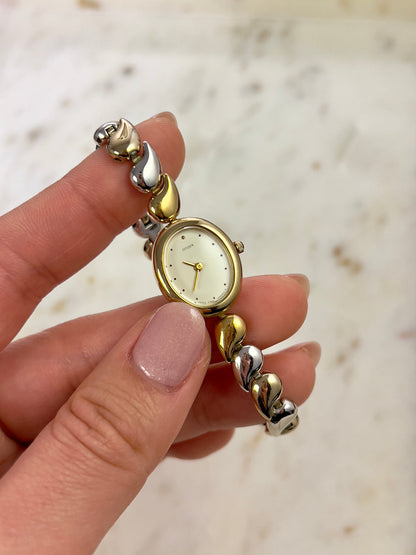 Citizen Two Tone Woman's Watch, dial close up of a vintage women's watch at Gilded Hour.