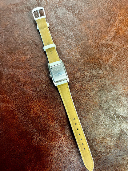 Coach Tank Woman's Watch with Bold Dial, dial close up of a vintage women's watch at Gilded Hour.