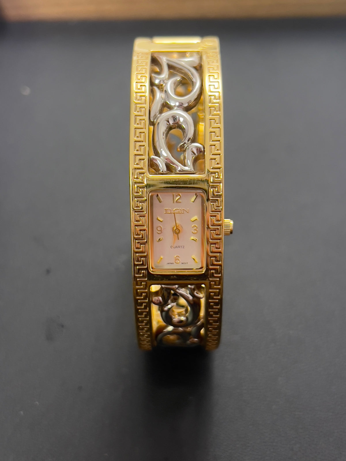 Elgin Rectangular Scrollwork Bangle Women's Watch — product photograph 2