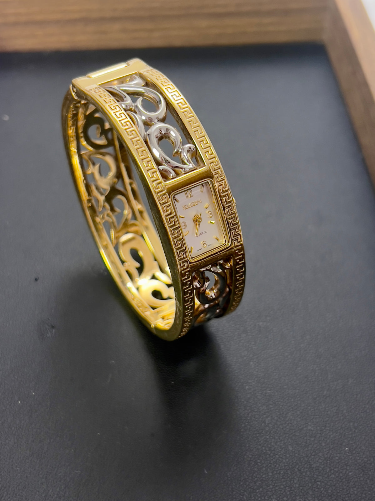 Elgin Rectangular Scrollwork Bangle Women's Watch — product photograph 3