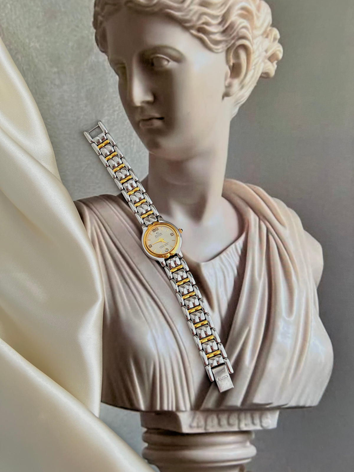 Elgin Textured Dial Two Tone Date Women's Watch | Product photograph 3