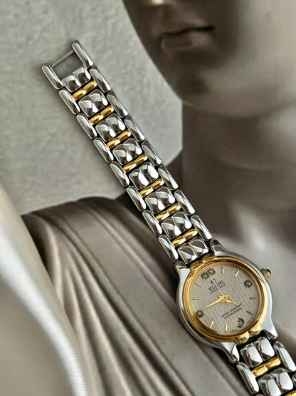 Elgin Textured Dial Two Tone Date Women's Watch | Product photograph 6