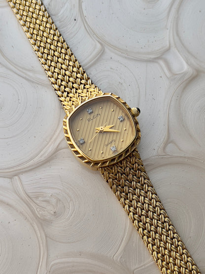 Elgin Gold Tone Striped Dial Crystal Women's Watch | Product photograph 7