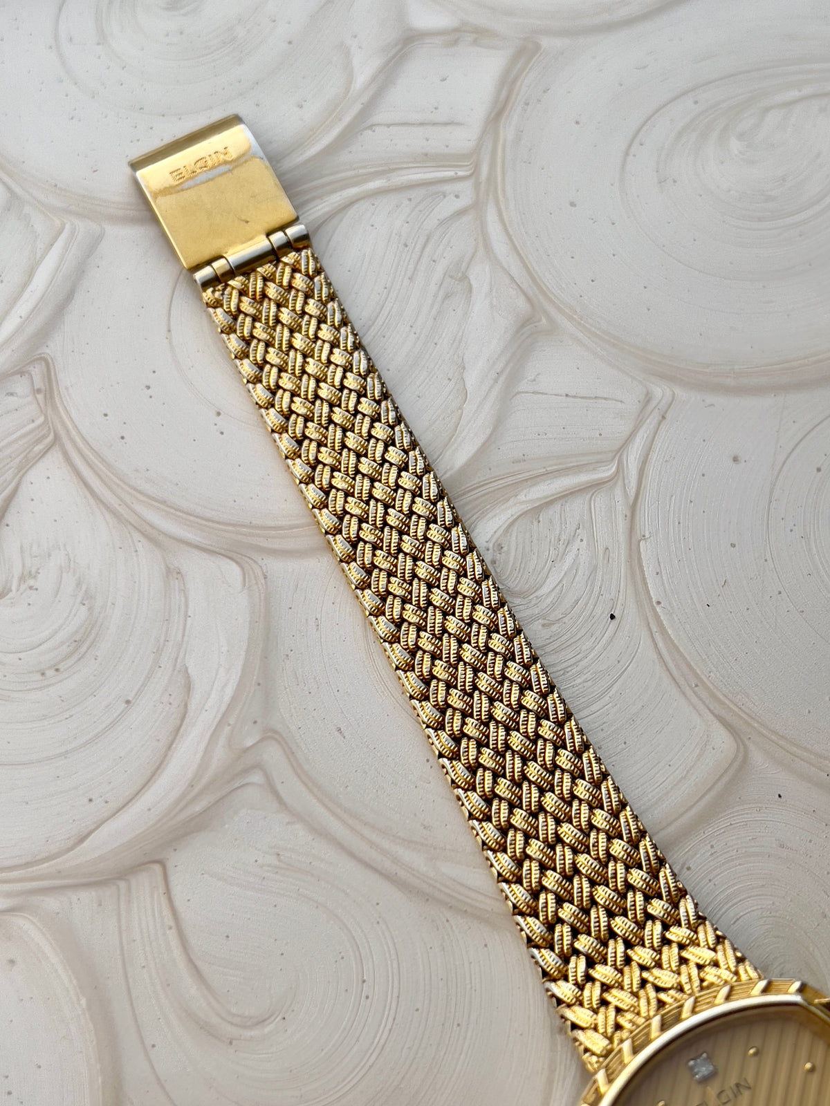 Elgin Gold Tone Striped Dial Crystal Women's Watch | Product photograph 8