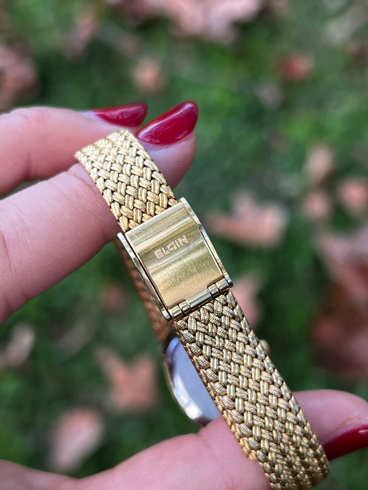 Elgin Gold Marbled Dial Woven Bracelet Women's Watch | Product photograph 4