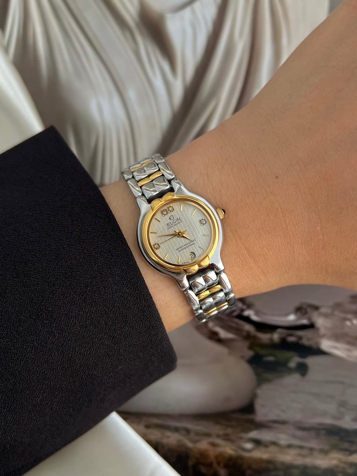 Elgin Textured Dial Two Tone Date Women's Watch | Product photograph 2