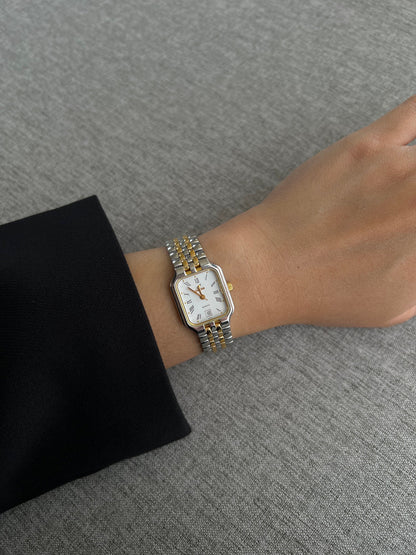 Enicar Two Tone Square Women’s Watch Roman Dial Date, product view 2.