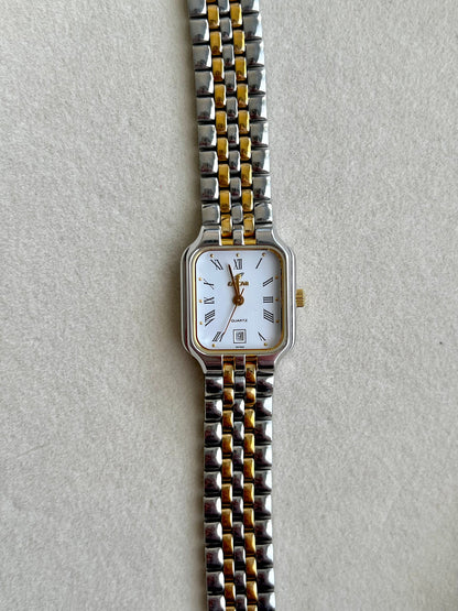Enicar Two Tone Square Women’s Watch Roman Dial Date, product view 3.