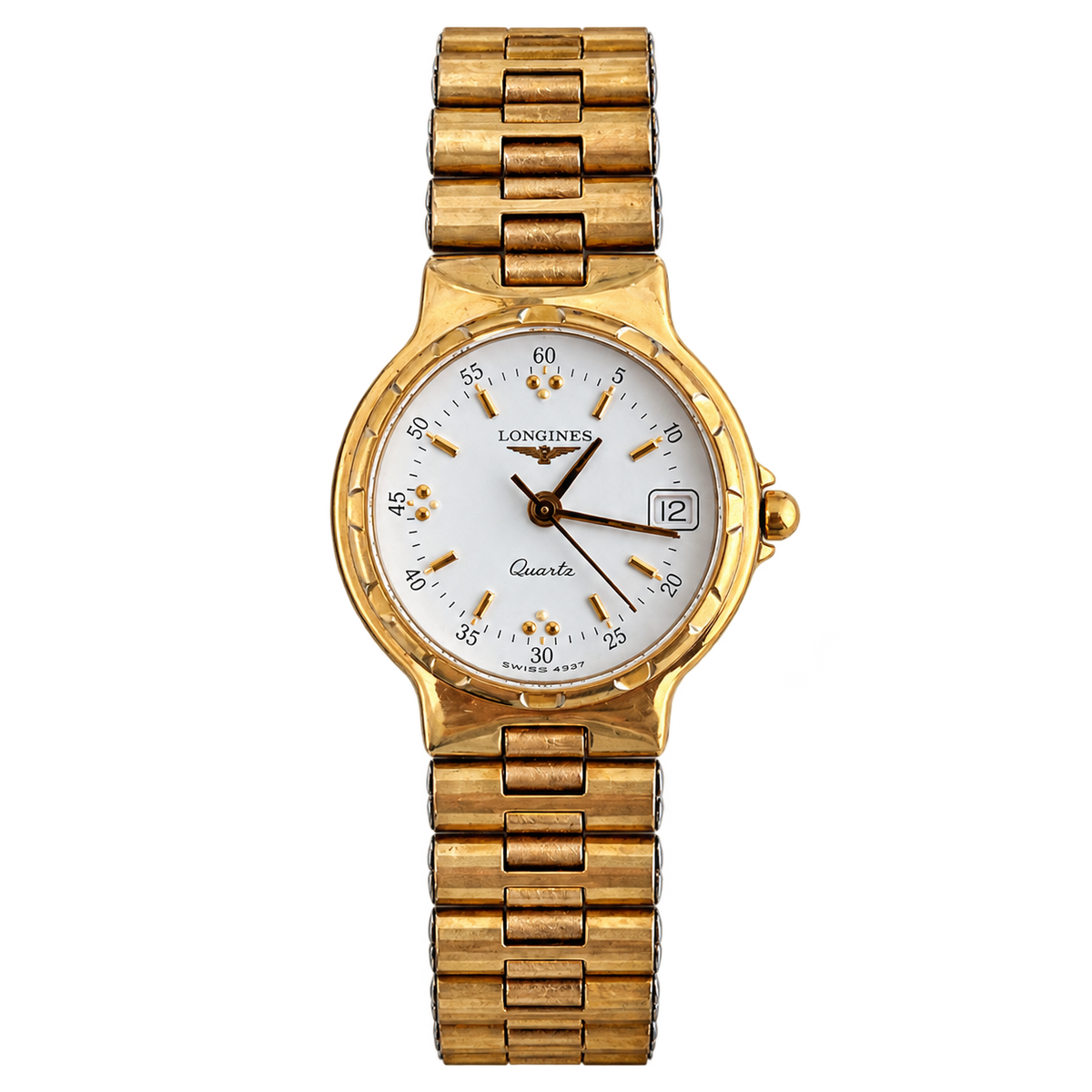 Longines Conquest Gold Tone White Dial Date Watch